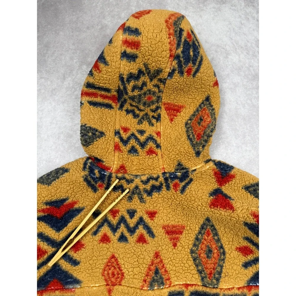 The North Face Men XL* 1/4 Zip Sherpa Fleece Hoodie Southwestern Aztec Yellow